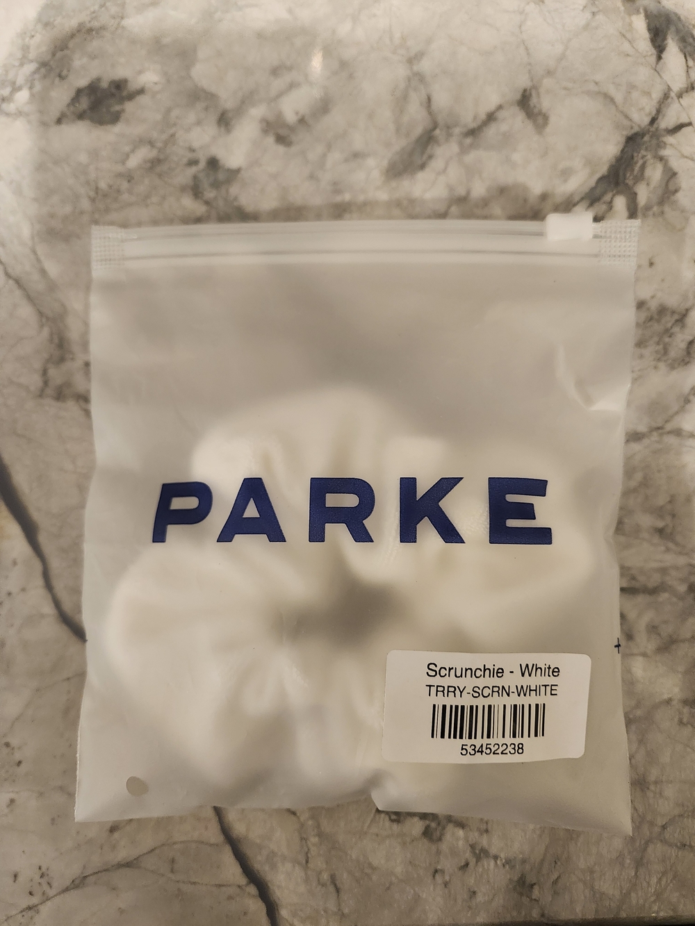 PARKE White Terry Scrunchie | NWT | Soft Cotton Terry Cloth Hair Accessory - Picture 3 of 5